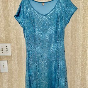 REBA Size L Sparkling Blue Mid Party Dress for the HOLIDAYS